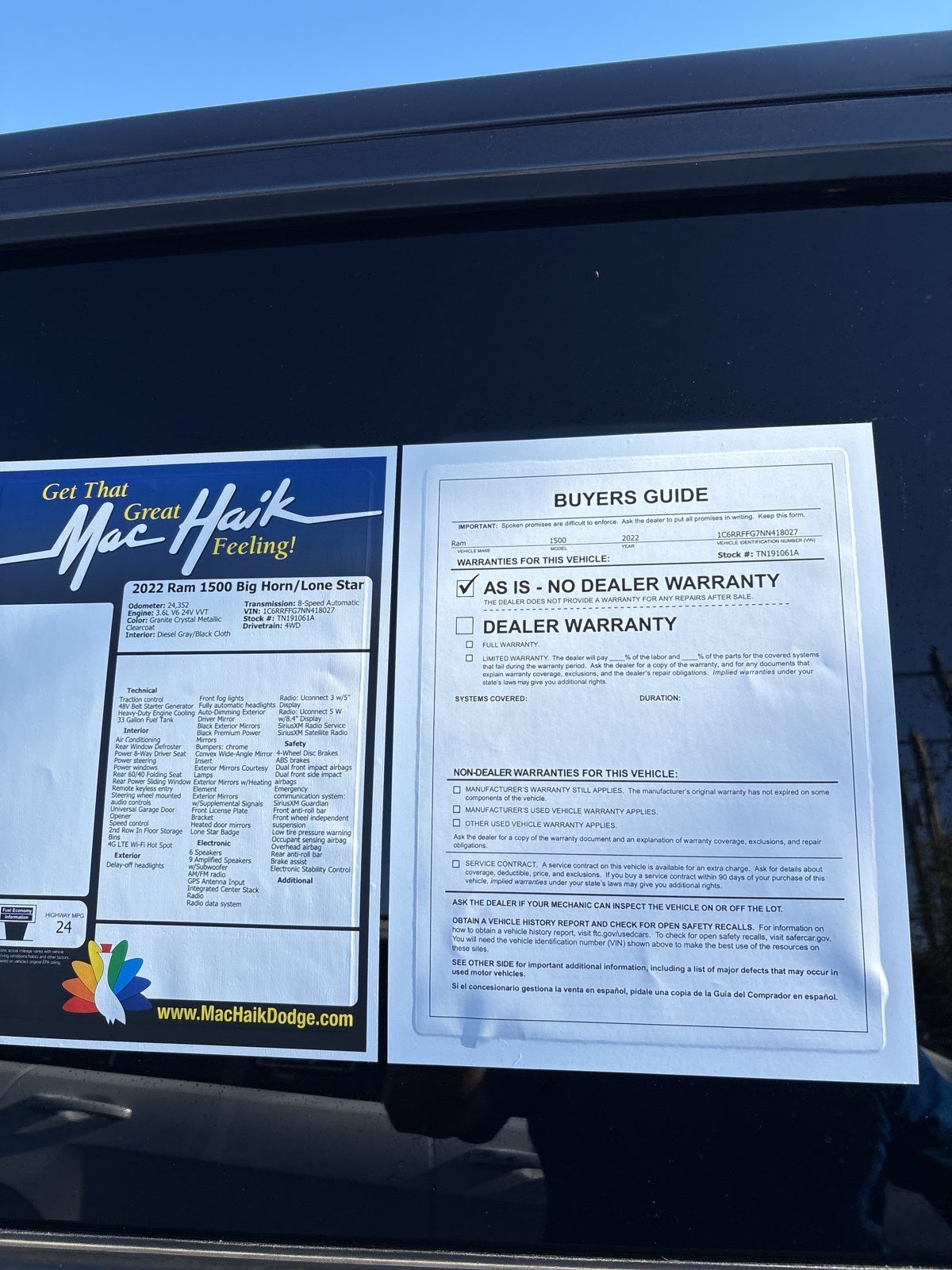 2022 RAM 1500 Big Horn/Lone Star